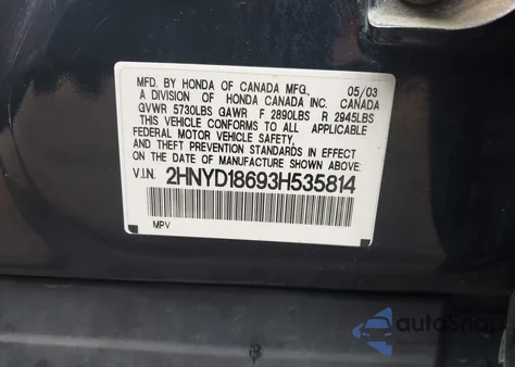 2003 Acura Mdx from USA, damaged, VIN 2HNYD18693H535814
